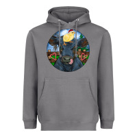 Storm Black Angus Cattle with Santa Chick Christmas Heavyweight Hoodie - RanaPortraitStore