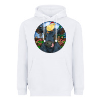 White Black Angus Cattle with Santa Chick Christmas Heavyweight Hoodie - RanaPortraitStore