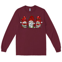 Burgundy gnome with christmas lights Long Sleeve Tee - JahusDesignShop
