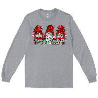 Heather Grey gnome with christmas lights Long Sleeve Tee - JahusDesignShop