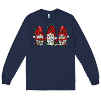 Navy gnome with christmas lights Long Sleeve Tee - JahusDesignShop