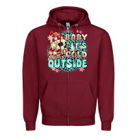 Burgundy baby its cold outside skeleton Zipper Hoodie - MaliasSmallBusiness