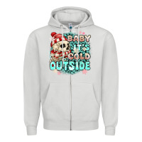 Dove Grey baby its cold outside skeleton Zipper Hoodie - MaliasSmallBusiness