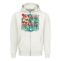 Oatmeal Heather baby its cold outside skeleton Zipper Hoodie - MaliasSmallBusiness