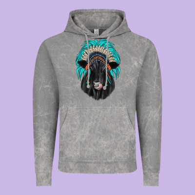 Black Angus Indian Headdress Vintage Hoodie Designed By Jahusdesignshop