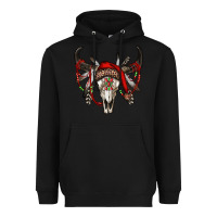 Black Western Christmas Bull Skull Heavyweight Hoodie - RanaPortraitStore