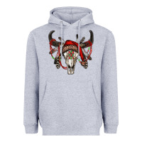 Heather Grey Western Christmas Bull Skull Heavyweight Hoodie - RanaPortraitStore