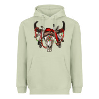 Matcha Western Christmas Bull Skull Heavyweight Hoodie - RanaPortraitStore