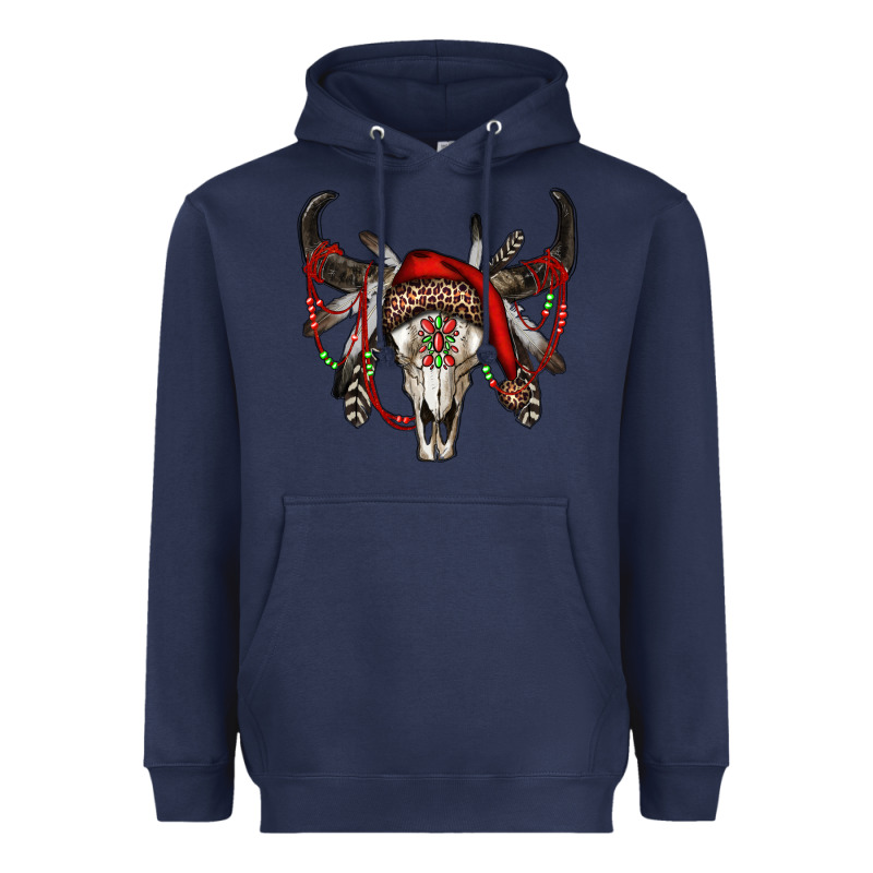Western Christmas Bull Skull Heavyweight Hoodie by RanaPortraitStore | Teevron