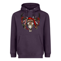 Plum Western Christmas Bull Skull Heavyweight Hoodie - RanaPortraitStore