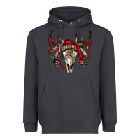 Smoke Western Christmas Bull Skull Heavyweight Hoodie - RanaPortraitStore