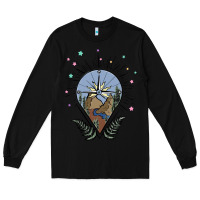Black compass with mountain Long Sleeve Tee - MaliasSmallBusiness