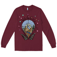 Burgundy compass with mountain Long Sleeve Tee - MaliasSmallBusiness