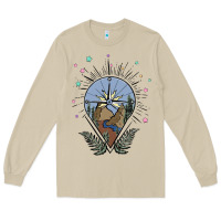 Mushroom compass with mountain Long Sleeve Tee - MaliasSmallBusiness