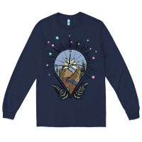Navy compass with mountain Long Sleeve Tee - MaliasSmallBusiness