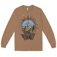 Toasted Coconut compass with mountain Long Sleeve Tee - MaliasSmallBusiness