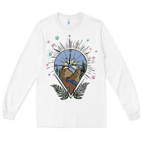 White compass with mountain Long Sleeve Tee - MaliasSmallBusiness