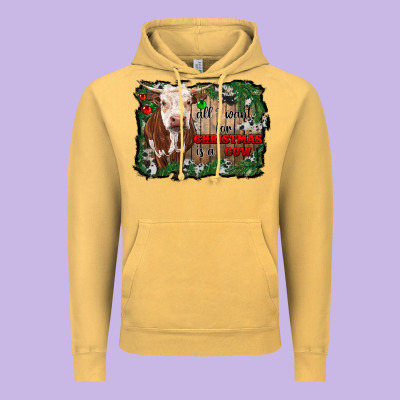 All I Want For Christmas Is A Cow Cowhide Vintage Hoodie Designed By Ranaportraitstore