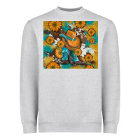 Heather Grey sunflowers and cowboy boots with cowhide and glitter tumbler Heavyweight Sweatshirt - Artiststas