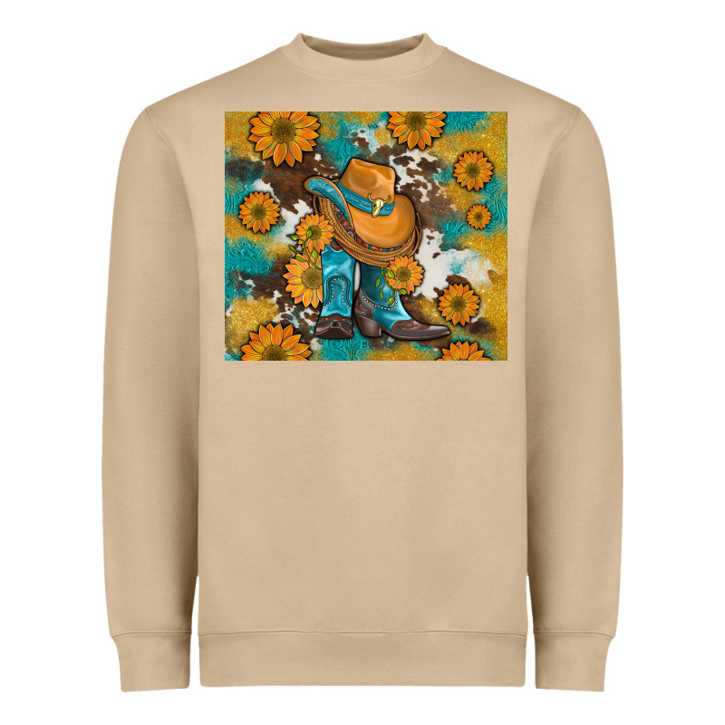Sunflowers And Cowboy Boots With Cowhide And Glitter Tumbler Heavyweight Sweatshirt by Artiststas | Teevron
