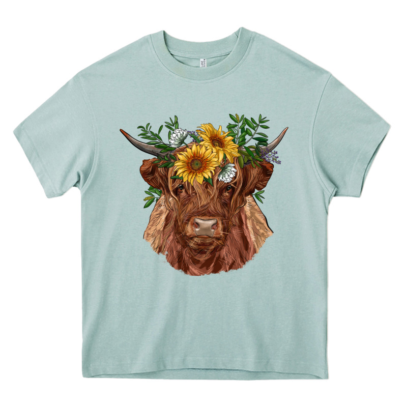 Highland Cow With Sunflowers Heavy Core Tee by RanaPortraitStore | Teevron