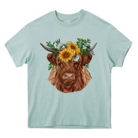 Arona highland cow with sunflowers Heavy Core Tee - RanaPortraitStore