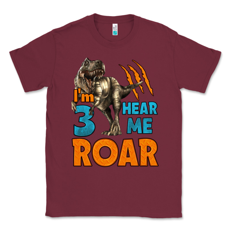 I'm Three Hear Me Roar Dinosaur Birthday Classic Tee by LillyAllenDesigns | Teevron