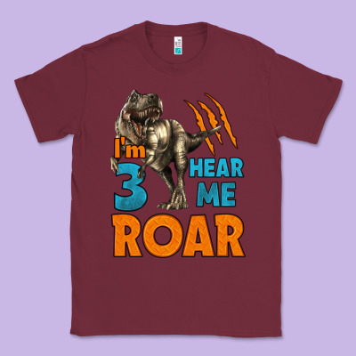 I'm Three Hear Me Roar Dinosaur Birthday Classic Tee Designed By Lillyallendesigns