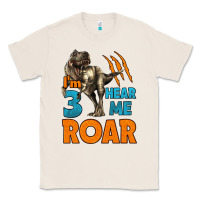 Natural i'm three hear me roar dinosaur birthday Classic Tee - LillyAllenDesigns