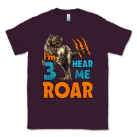 Plum i'm three hear me roar dinosaur birthday Classic Tee - LillyAllenDesigns