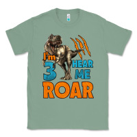 Sage i'm three hear me roar dinosaur birthday Classic Tee - LillyAllenDesigns