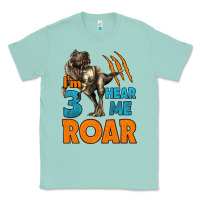 Seafoam i'm three hear me roar dinosaur birthday Classic Tee - LillyAllenDesigns