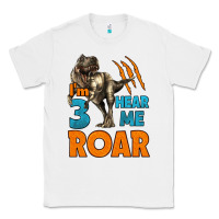 White i'm three hear me roar dinosaur birthday Classic Tee - LillyAllenDesigns