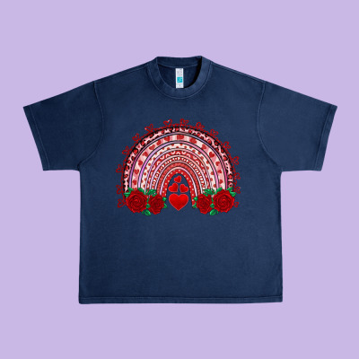 Valentine's Day Rainbow With Roses Urban Heavy Tee Designed By Adodesignshop