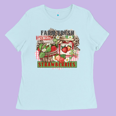 Farm Fresh Strawberries Ladies Tee Designed By Zillion Design Studio