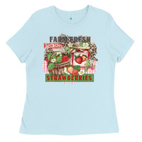 Baby Blue farm fresh strawberries Ladies Tee - Zillion Design Studio