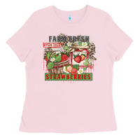 Bubblegum Pink farm fresh strawberries Ladies Tee - Zillion Design Studio