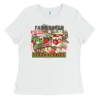 White farm fresh strawberries Ladies Tee - Zillion Design Studio