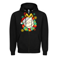 Black Christmas wreaths cat Zipper Hoodie - MaliasSmallBusiness