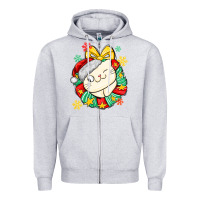 Heather Grey Christmas wreaths cat Zipper Hoodie - MaliasSmallBusiness