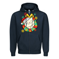 Navy Christmas wreaths cat Zipper Hoodie - MaliasSmallBusiness