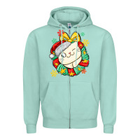 Seafoam Christmas wreaths cat Zipper Hoodie - MaliasSmallBusiness
