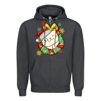 Smoke Christmas wreaths cat Zipper Hoodie - MaliasSmallBusiness