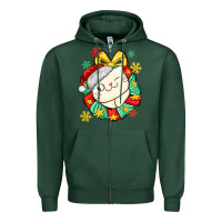 Sports Green Christmas wreaths cat Zipper Hoodie - MaliasSmallBusiness
