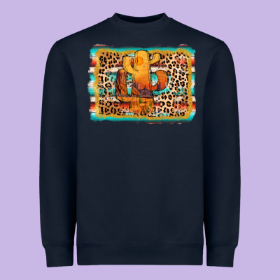 Cactus Western Leopard Heavyweight Sweatshirt Designed By Adodesignshop