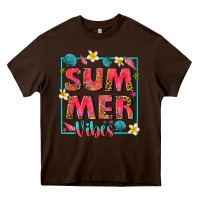 Chocolate Brown summer  vibes Heavy Core Tee - texasbilliewilder
