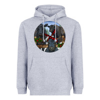 Heather Grey Black Angus Family Heavyweight Hoodie - RanaPortraitStore