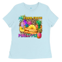 Baby Blue farm fresh pineapple Ladies Tee - Zillion Design Studio