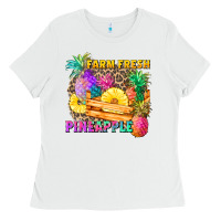 White farm fresh pineapple Ladies Tee - Zillion Design Studio