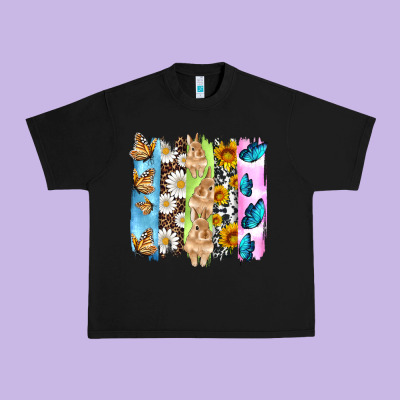 Easter Bunny Butterfly Daisy And Sunflower With Cowhide And  Leopard B Urban Heavy Tee Designed By Artiststas